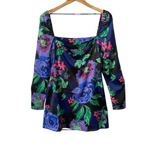AFRM Midnight Bouquet Floral Square Neck Mini Dress Cocktail Medium